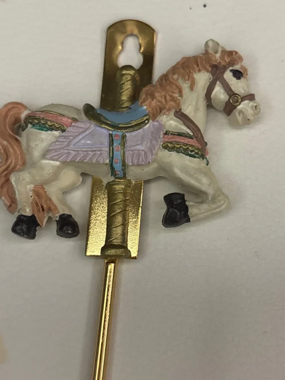 Vintage Wall Hooks Set of 2 Rustic Metal Farmhouse Nursery Carousel Hat Horse